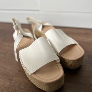 White and Tan Platform Sanda